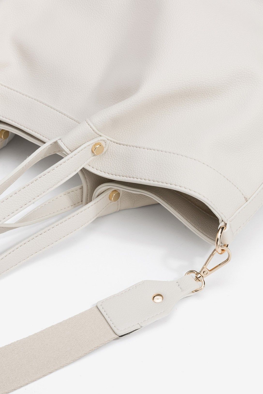 Borsa Marianne eco pelle bianca — dettaglio texture e manico rigido | Frarò
