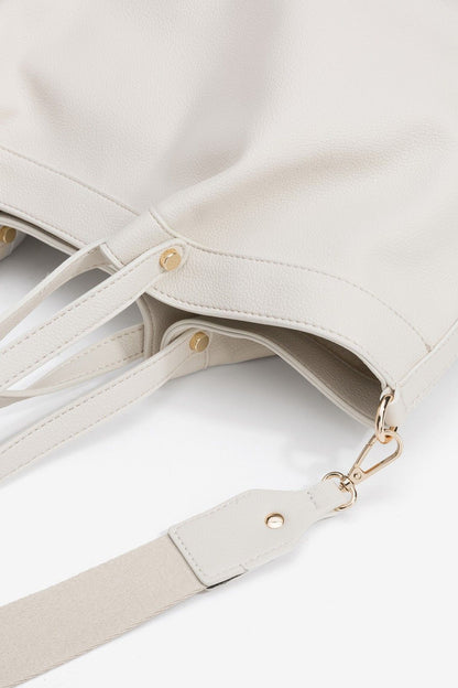 Borsa Marianne eco pelle bianca — dettaglio texture e manico rigido | Frarò
