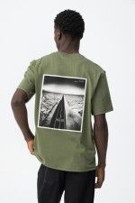 Stampa retro t-shirt Mars uomo cotone vestibilità oversize streetwear
