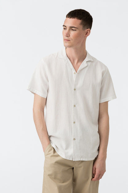 "Camicia in lino Matthew da uomo in colore bianco, vista frontale"