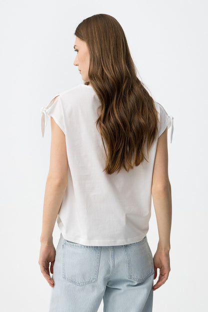 Retro t-shirt Donna Meloetta bianco sporco Tiffosi in cotone naturale