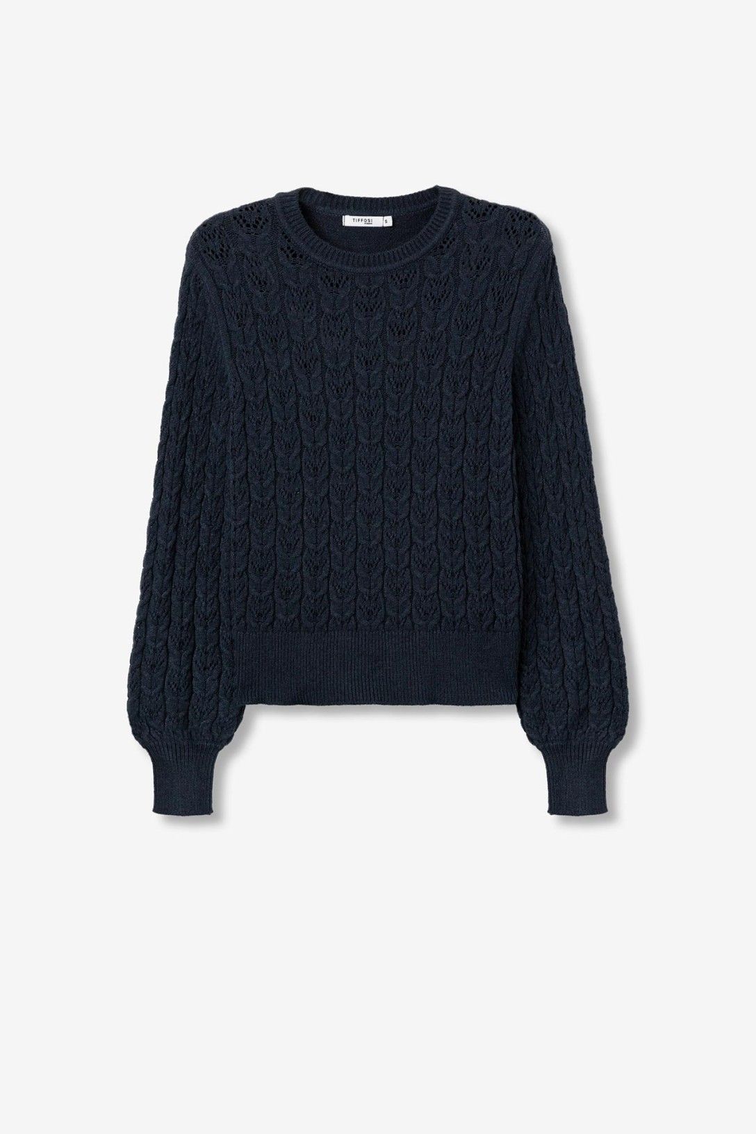 "Maglione Melusine blu donna - primo piano e- commerce- giro collo- maniche lunghe - Tiffosi"