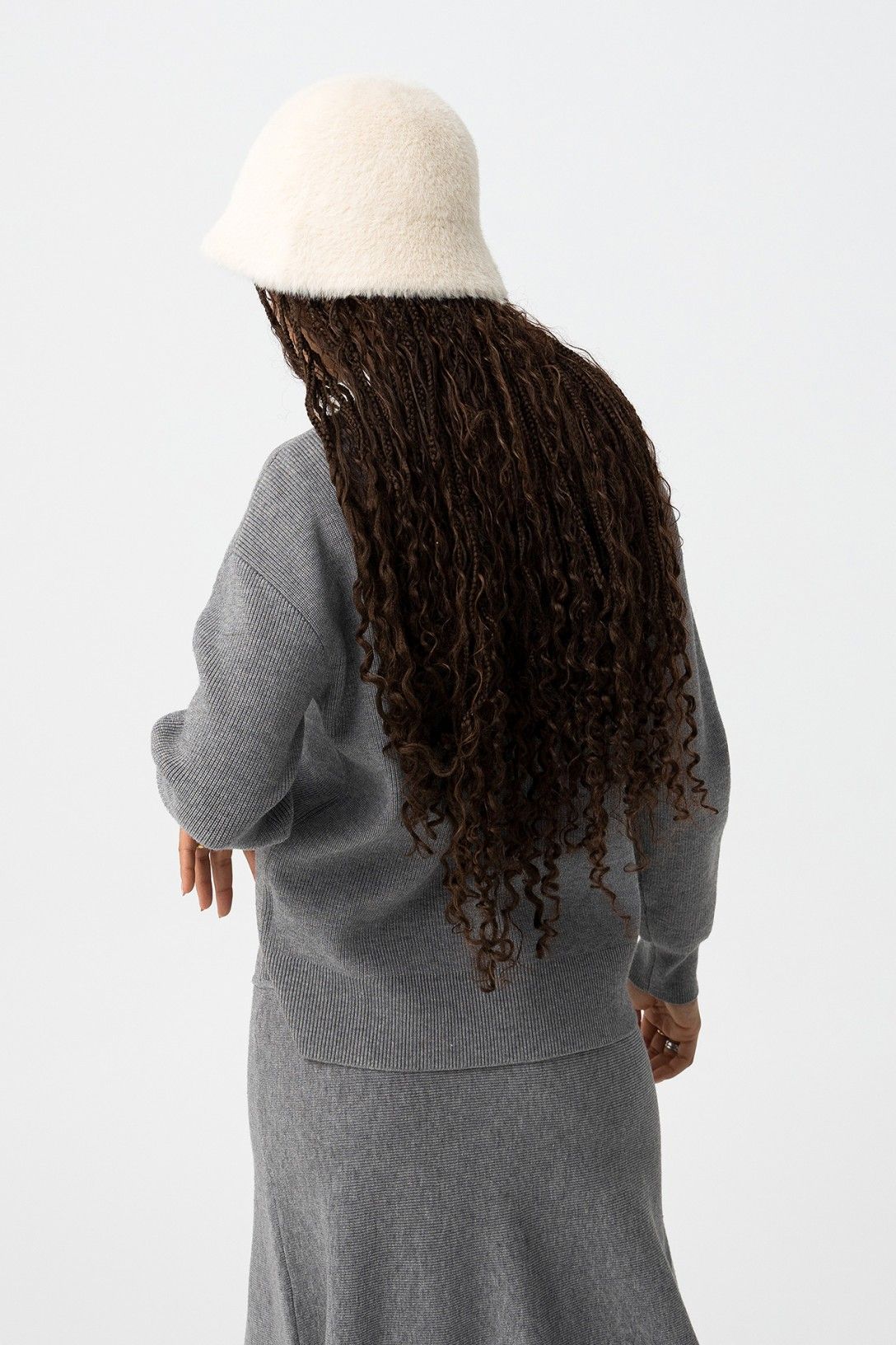 Cardigan Donna Fango Grigio con Bottoni Scollo a V