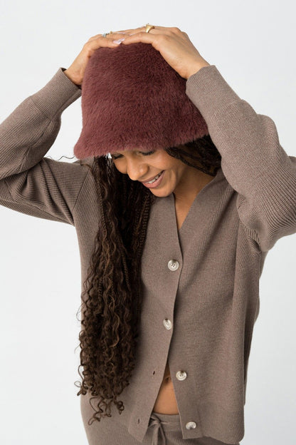 Cardigan Donna Fango Grigio con Bottoni Scollo a V