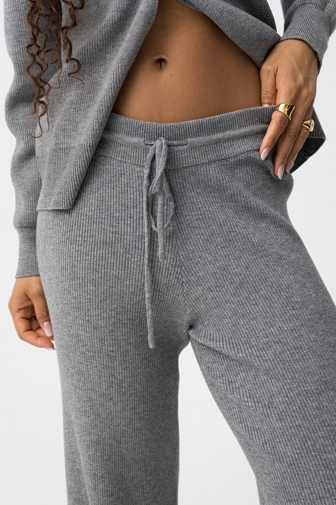 Cord Set Mix&Match grigio - dettaglio pantalone completo coordinato donna versatile