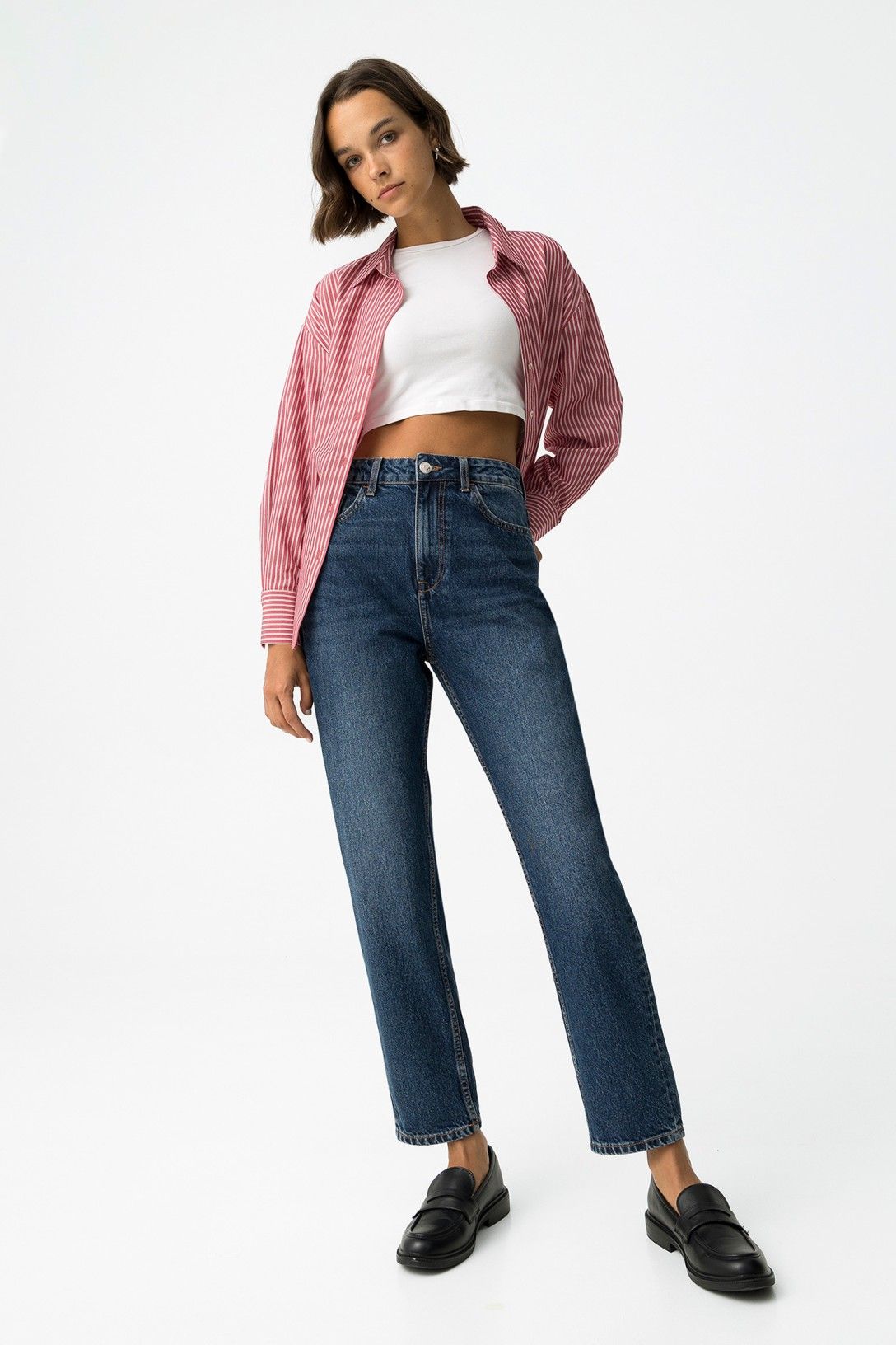 Jeans mom fit donna vita alta Tiffosi Mom_130 tela fissa - vista frontale
