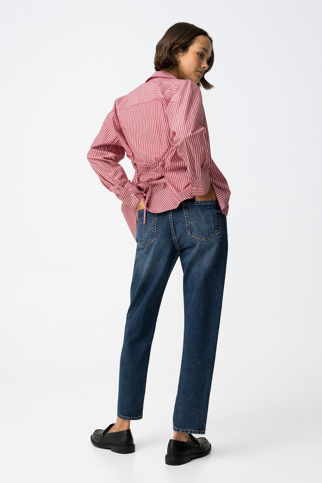 Jeans mom fit donna vita alta Tiffosi Mom_130 tela fissa - vista posteriore
