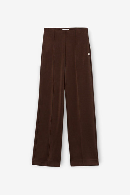Pantaloni wide leg della tuta donna Pam color cioccolato, vista frontale del capo