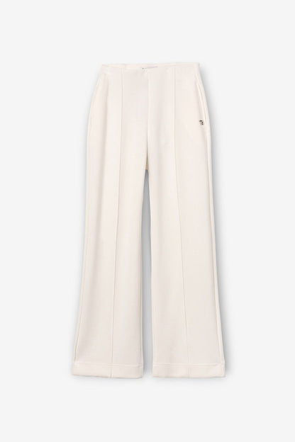 Pantaloni wide leg della tuta donna Pam color panna, vista frontale del capo