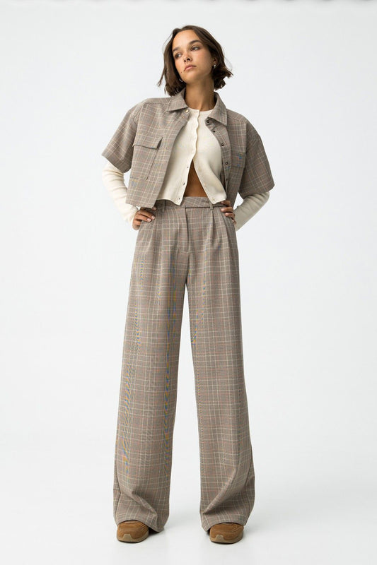 Pantalone Wide Leg Panny donna - vista frontale con vita alta e gamba larga
