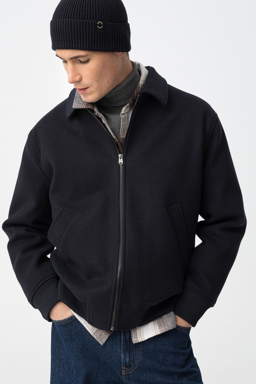 Giacca uomo Percut Tiffosi effetto lana - vista frontale con zip
