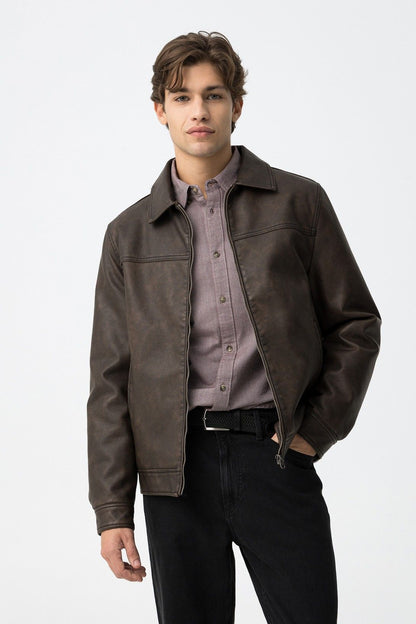 Giacca invernale eco pelle uomo Pompei - dettaglio maniche e polsini
