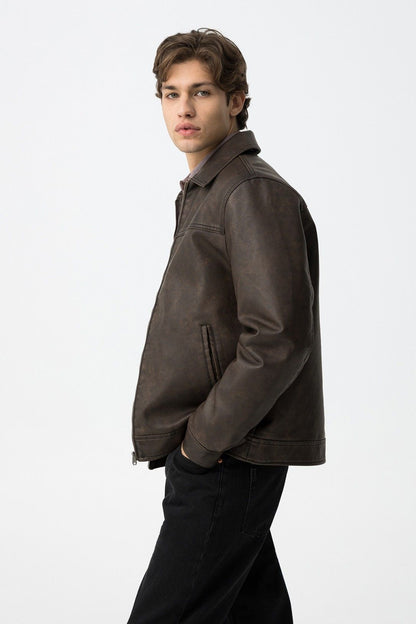 Giubbotto effetto pelle Pompei - vista laterale con tasche
