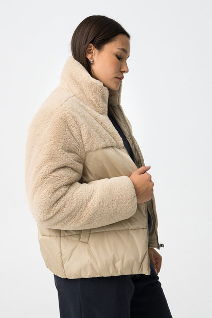 Giubbotto imbottito donna con collo alto - vista laterale