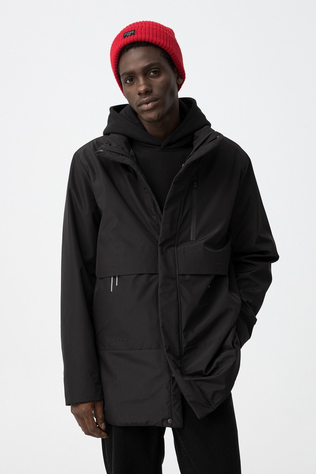 Giubbotto uomo 3 in 1 Portmore nero con cappuccio removibile - vista frontale