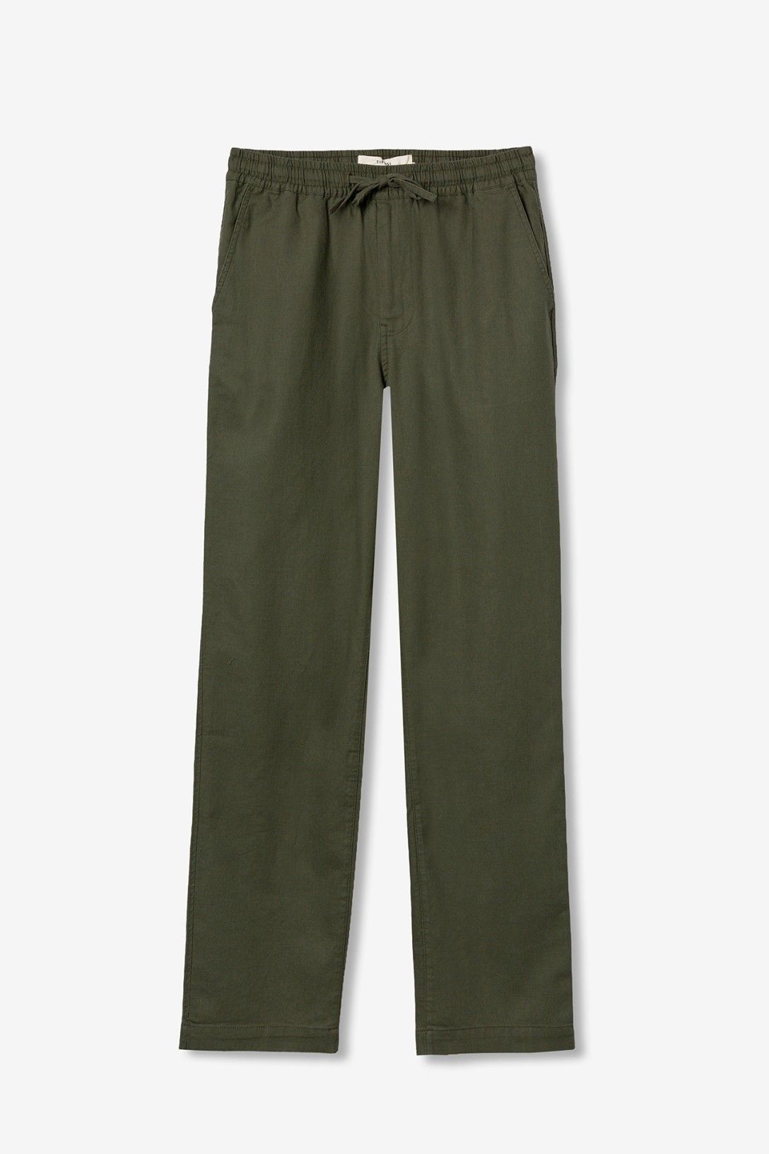 Pantalone uomo relaxed fit verde cotone lino - dettaglio qualità tessuto naturale