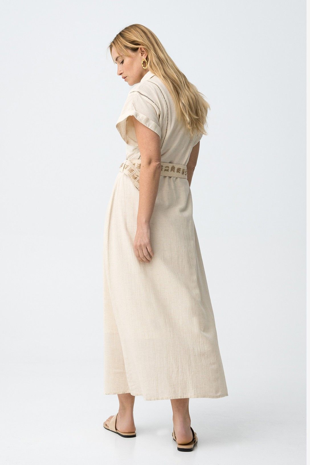 Abito Lungo Donna Riley Beige - Vestito Donna Elegante Tiffosi Estate - vista posteriore