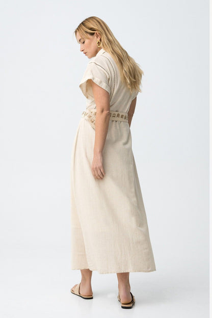 Abito Lungo Donna Riley Beige - Vestito Donna Elegante Tiffosi Estate - vista posteriore