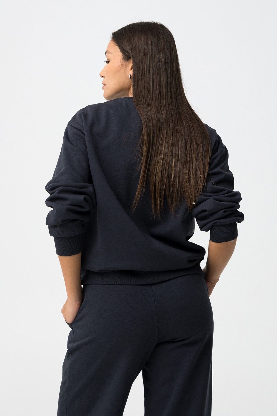 Felpa donna blu Rodri_c scollo rotondo regular fit - vista posteriore