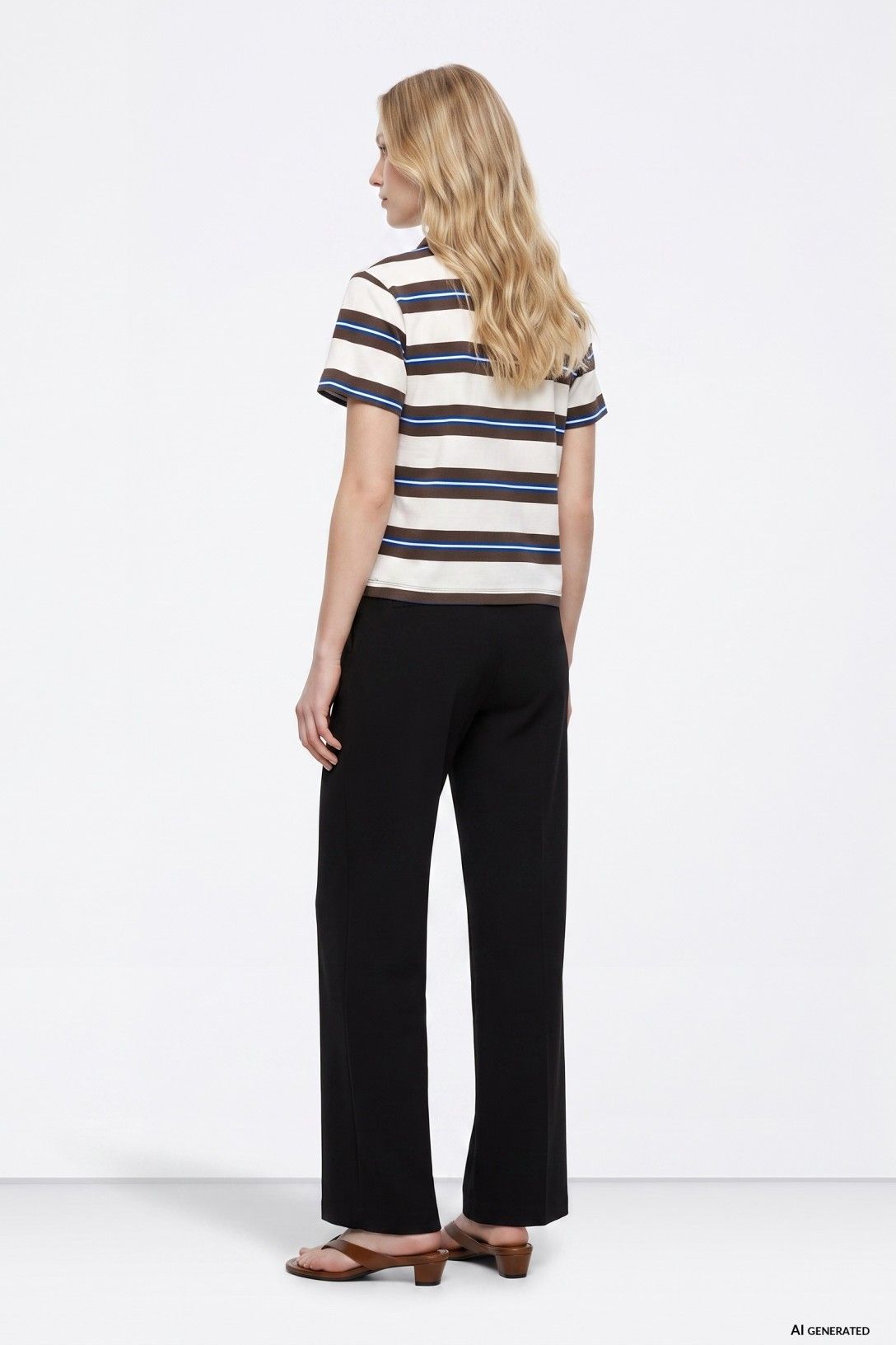 Vista posteriore del pantalone donna Sammy Tiffosi nero, a vita alta, con taglio dritto e vestibilità morbida oversize