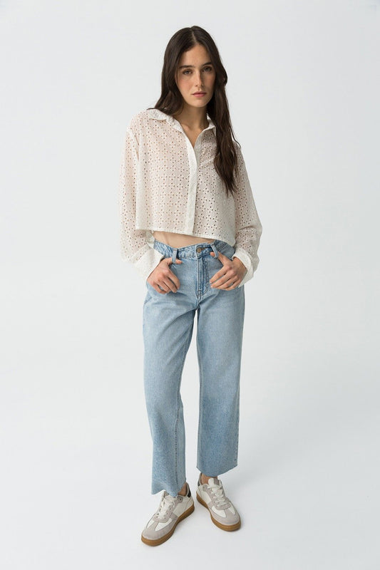 "Jeans Solange 6 - Jeans donna a sigaretta con alta vita in 100% cotone - Vista frontale"
