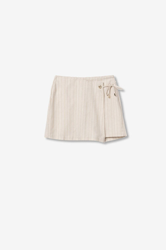 Gonna-Pantalone Beige Tina a righe vista frontale