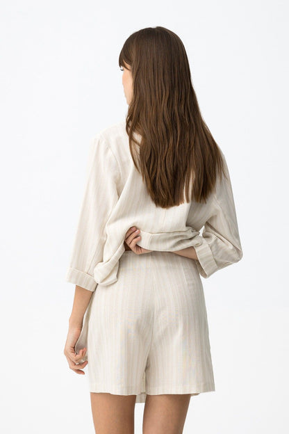 Gonna-Pantalone Beige Tina a righe - indossata vista posteriore