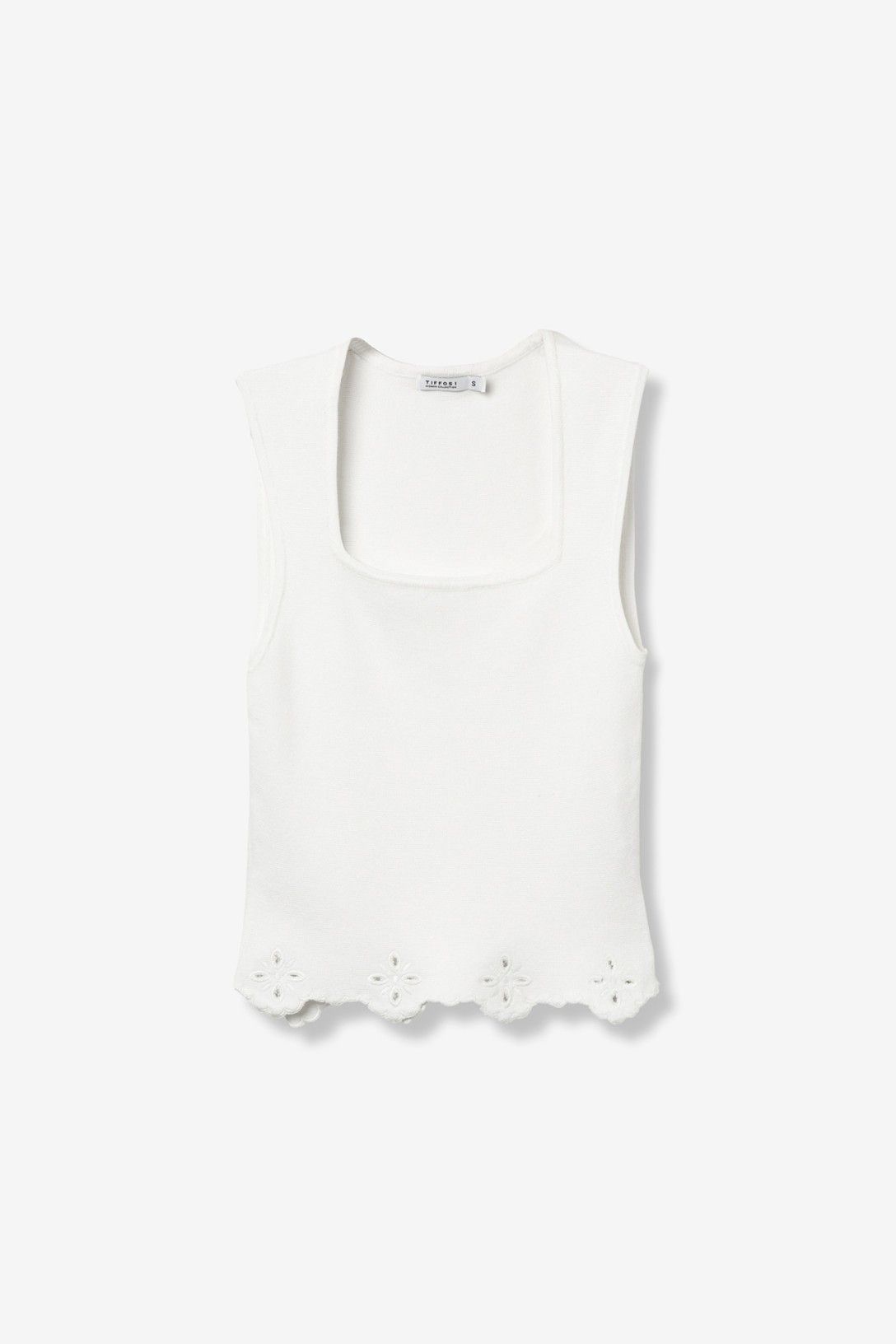 Top Vanilla scollo quadrato donna in tessuto elasticizzato bianco – Frarò

