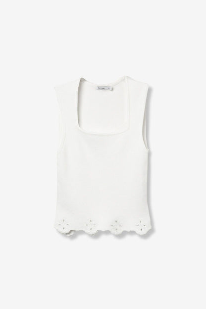 Top Vanilla scollo quadrato donna in tessuto elasticizzato bianco – Frarò
