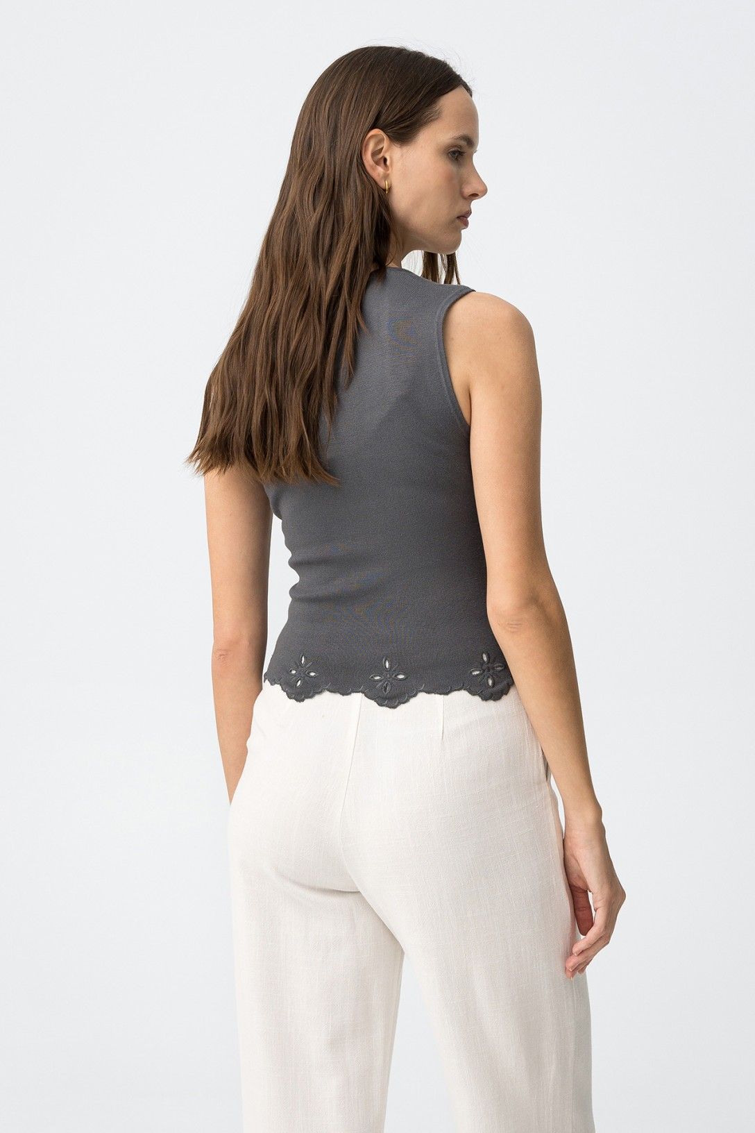 Top vanilla donna Vanilla Frarò – scollo quadrato elasticizzato, vista laterale