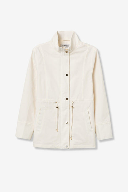 Giacca-trench donna leggero Vela Tiffosi - trench leggero 60% poliestere 40% cotone collo coreana blu panna