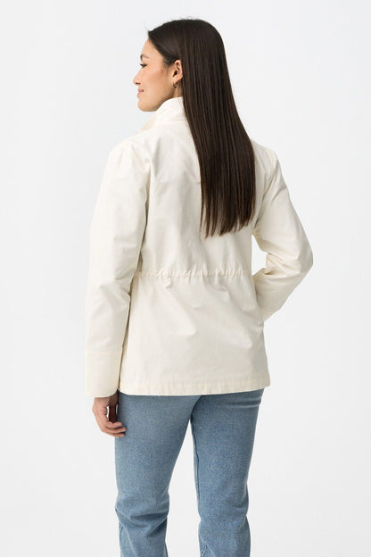 Trench donna leggero vela in panna vista posteriore.