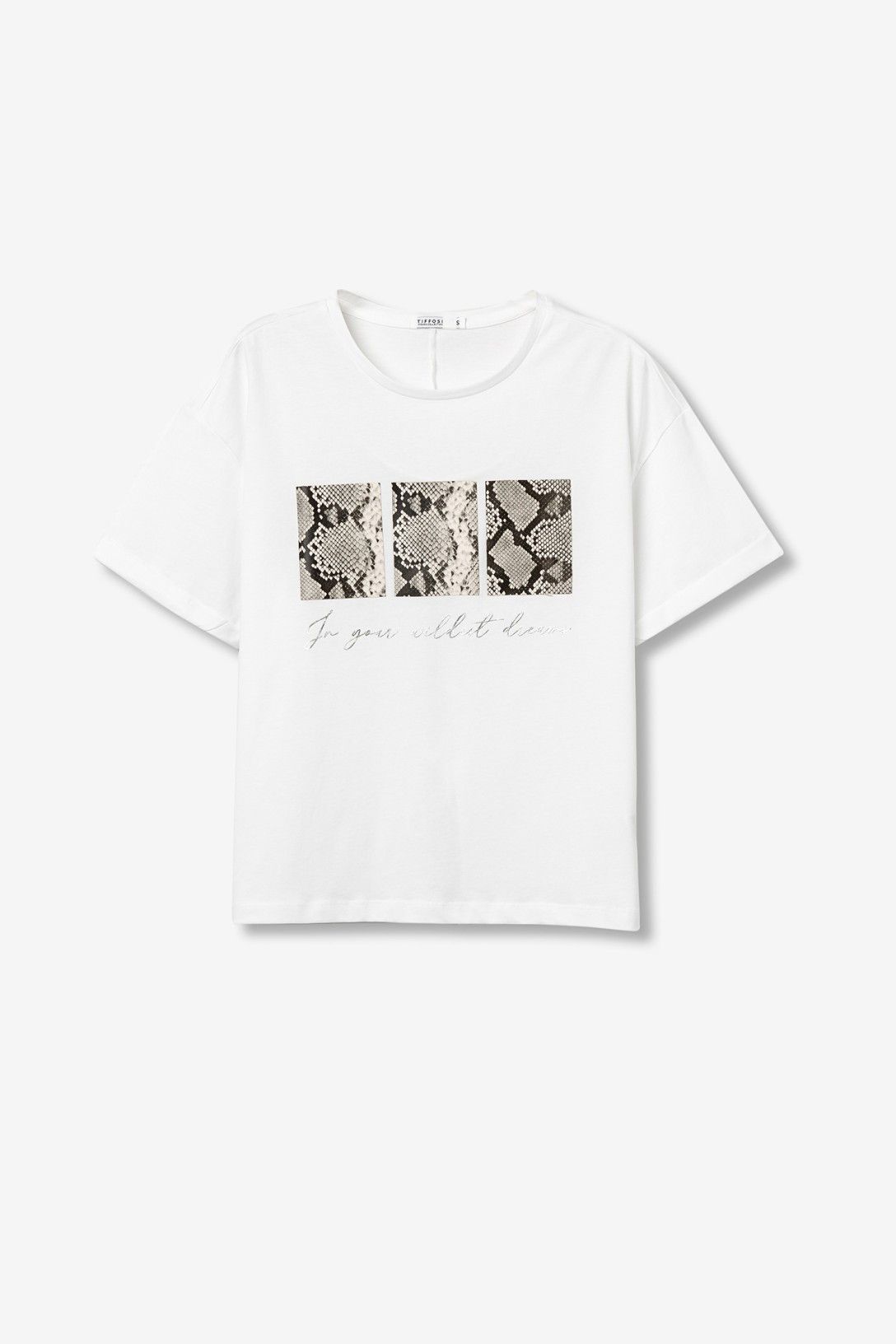 T-shirt donna stampa animalier Veny - maglia cotone girocollo stampa animalier mezza manica Tiffosi