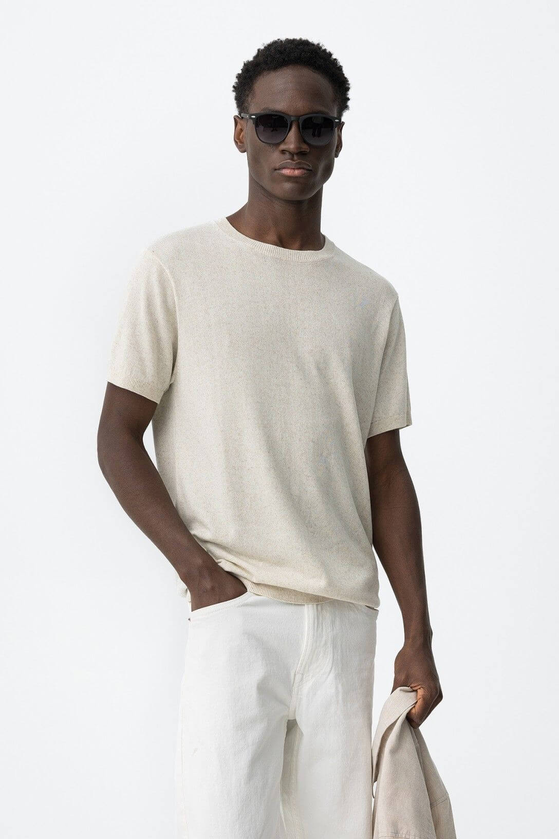 T-shirt uomo Wabisabi manica corta girocollo in filo acrilico lyocell lino - Collezione Frarò PE 2026
