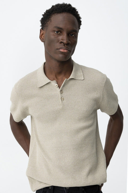 Polo uomo Watson cotone mezza manica colletto classico casual beige