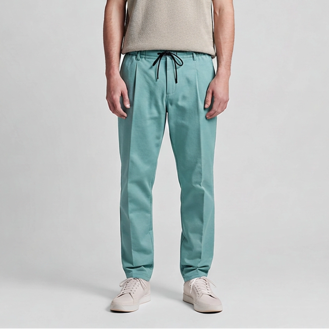 Pantalone uomo punto Milano in verde chiaro vista frontale - Made in Italy Frarò