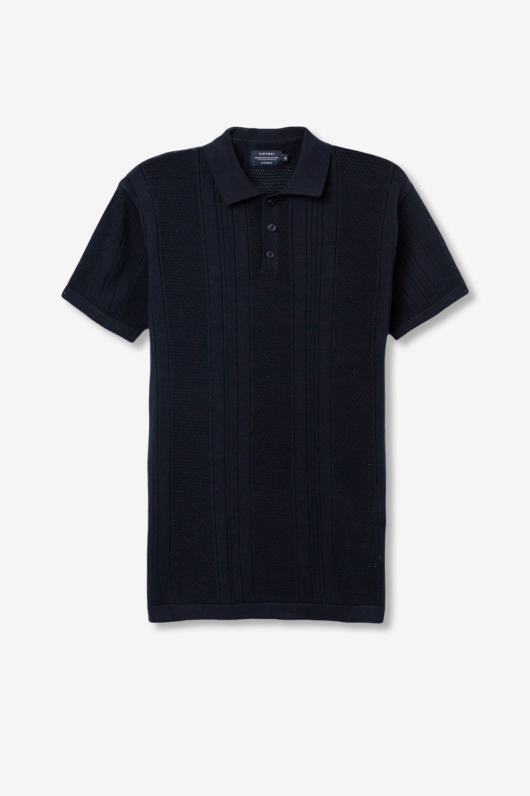 Polo uomo weston blu in cotone tessuto filo traforato - dettaglio texture