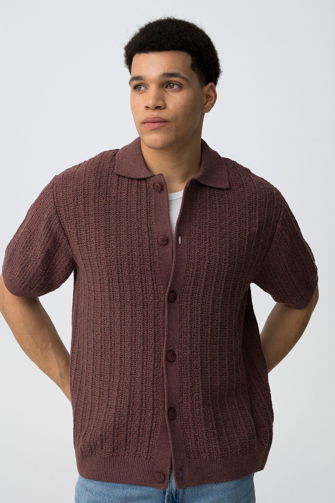 Maglia cardigan uomo Wilder cotone - dettaglio tessuto testurizzato
