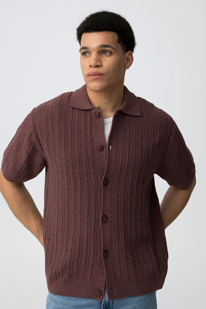Maglia cardigan uomo Wilder cotone - dettaglio tessuto testurizzato

